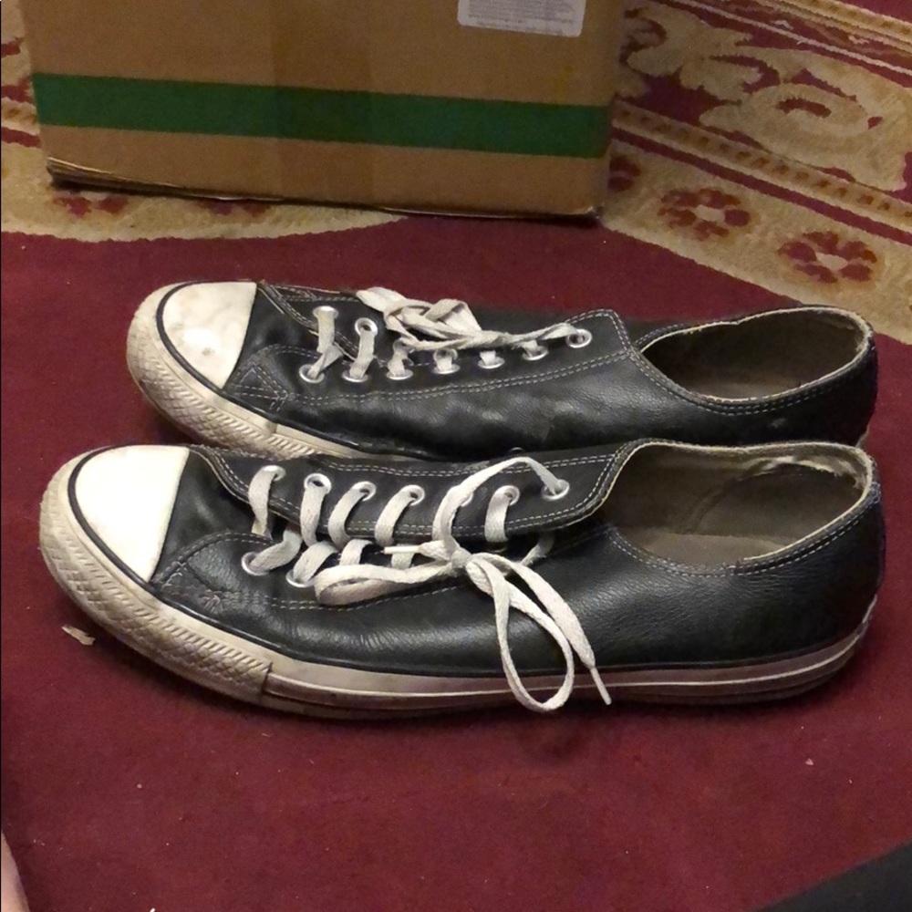 Black Leather Converse 12